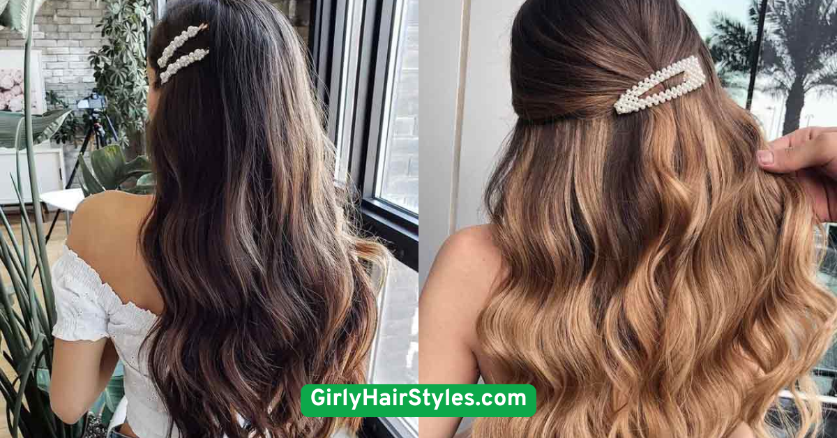 Loose Curls with Pearl Pins