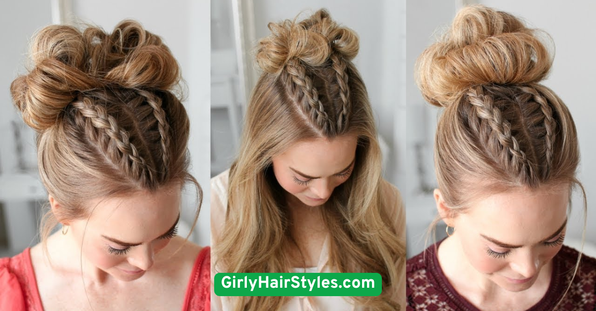 Dutch Braids into Puffs