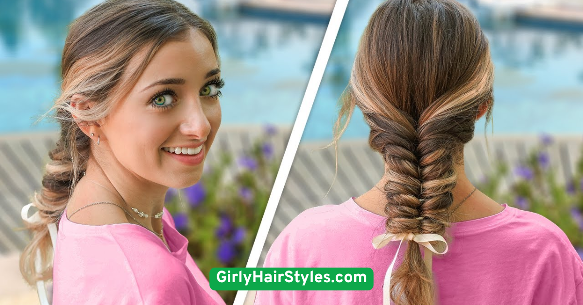 Side Fishtail Braid with Ribbon