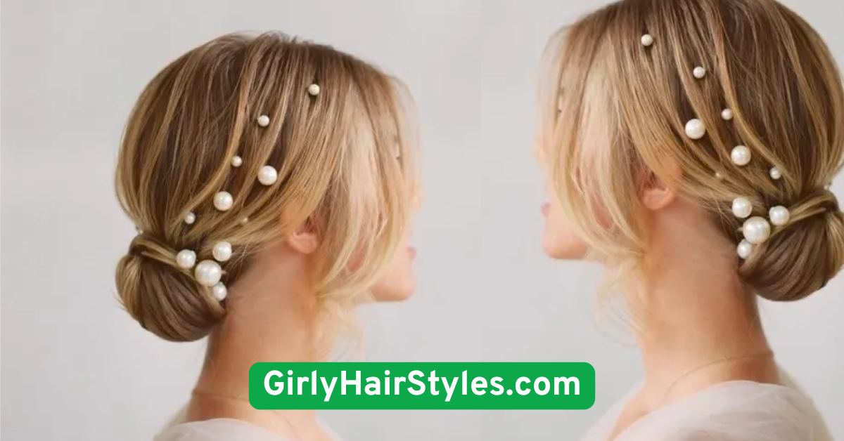 Low Chignon with Pearl Pins