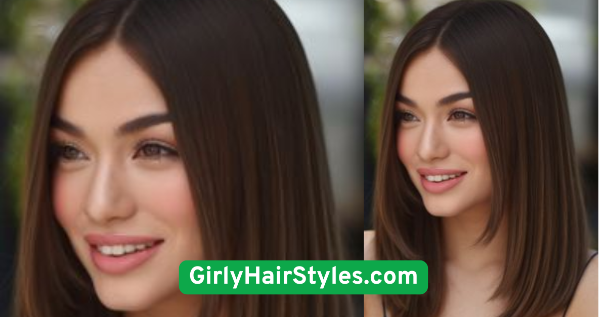  Sleek Straight Hair with Middle Part