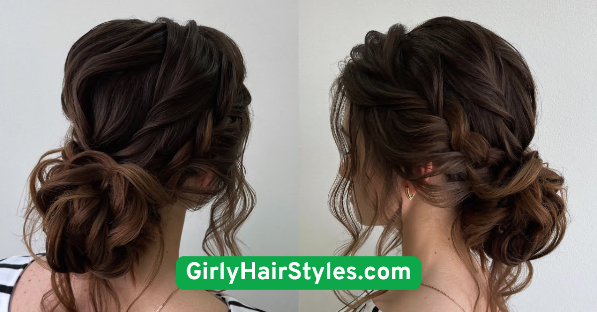  Side Swept Bangs with Low Bun